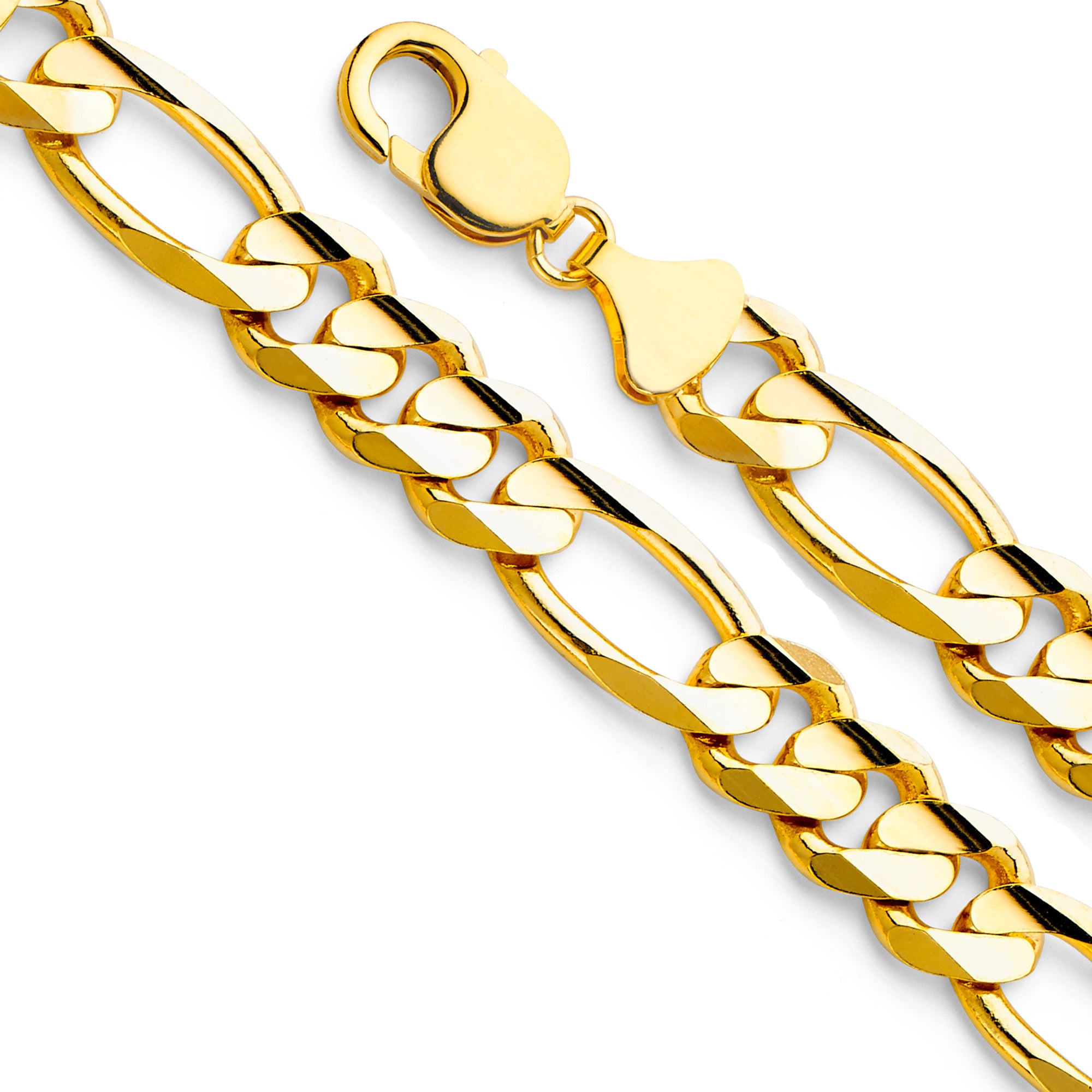 14K Yellow Gold 11.3mm Figaro 3+1 Concave Chain