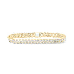 10k Yellow Gold Round Diamond Cuban Link Bracelet 1-3/4 Cttw 120941