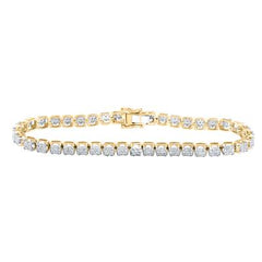 10k Yellow Gold Round Diamond Cluster Fashion Bracelet 3 Cttw 120943