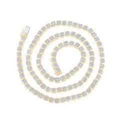 10k Yellow Gold Round Diamond Tennis Studded Necklace 8-1/2 Cttw 120946