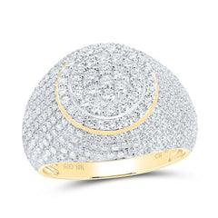 10k Yellow Gold Mens Round Diamond Flower Cluster Ring 2 Cttw 117233