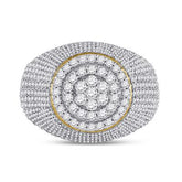 10k Yellow Gold Mens Round Diamond Flower Cluster Ring 2 Cttw 117233