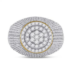 10k Yellow Gold Mens Round Diamond Flower Cluster Ring 2 Cttw 117233