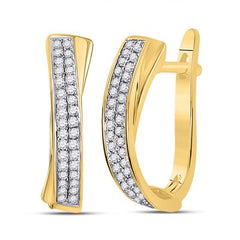10k Yellow Gold Round Diamond Hoop Earrings 1/6 Cttw 98490