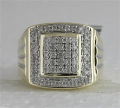 10k Yellow Gold Round Diamond Square Cluster Ring 1/2 Cttw 11186