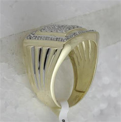 10k Yellow Gold Round Diamond Square Cluster Ring 1/2 Cttw 11186