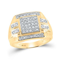 10k Yellow Gold Round Diamond Square Cluster Ring 1/3 Cttw 38136