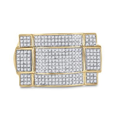 10k Yellow Gold Round Diamond Contoured Rectangle Cluster Ring 1/2 Cttw 85179