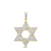 10k Yellow Gold Round Diamond Magen Star of David Pendant 1/2 Ctw 149534