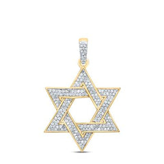 10k Yellow Gold Round Diamond Magen Star of David Pendant 1/2 Ctw 149534