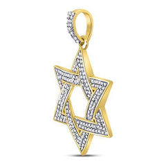 10k Yellow Gold Round Diamond Magen Star of David Pendant 1/2 Ctw 149534