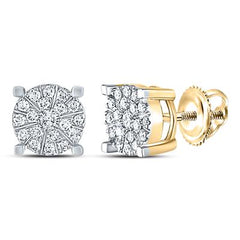 10k Yellow Gold Round Diamond Fashion Cluster Earrings 1/4 Cttw 150117