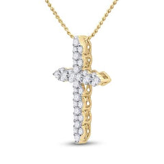 14k White Gold Round Diamond Cross Pendant 1/2 Cttw 155321