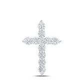 14k White Gold Round Diamond Cross Pendant 1/2 Cttw 155321