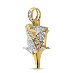 10k Yellow Gold Round Diamond Rose Charm Pendant 7/8 Cttw 157144
