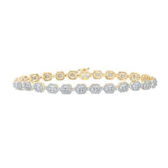 10k Yellow Gold Baguette Diamond Geometric Link Bracelet 3 Cttw 158651