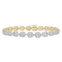 10k Yellow Gold Baguette Diamond Square Link Bracelet 4 Cttw 158653