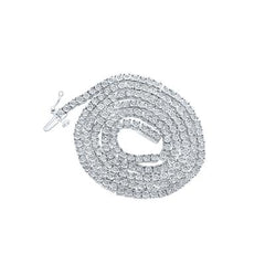 Sterling Silver Round Diamond Single Row 18-inch Link Chain Necklace 1-1/5 Cttw 159678