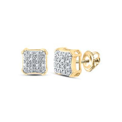 10k Yellow Gold Round Diamond Square Earrings 1/10 Cttw 159812