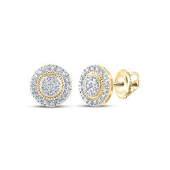10k Yellow Gold Round Diamond Cluster Earrings 1/8 Cttw 159818
