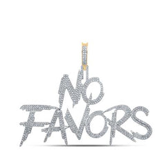 10k Yellow Gold Round Diamond No Favors Phrase Charm Pendant 1-1/2 Cttw 160096
