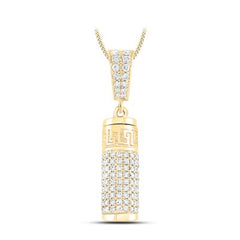 10k Yellow Gold Round Diamond Urn Cylinder Charm Pendant 1 Cttw 161601
