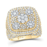 10k Yellow Gold Baguette Diamond Square Flower Cluster Ring 5-1/4 Cttw 162849