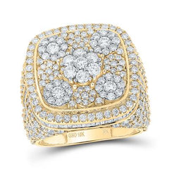 10k Yellow Gold Baguette Diamond Square Flower Cluster Ring 5-1/4 Cttw 162849