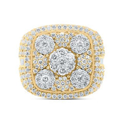 10k Yellow Gold Baguette Diamond Square Flower Cluster Ring 5-1/4 Cttw 162849