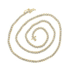 14k Yellow Gold Round Diamond 16-inch Tennis Chain Necklace 2-7/8 Cttw 165567