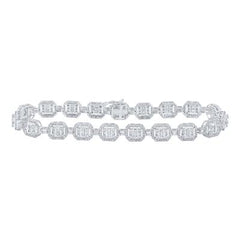 10k White Gold Baguette Diamond Link Bracelet 4-1/2 Cttw 166176