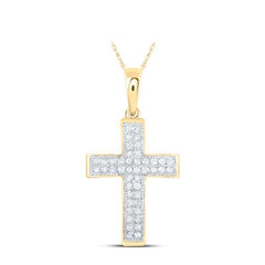 10k Yellow Gold Round Diamond Cross Pendant 1/5 Cttw 167591