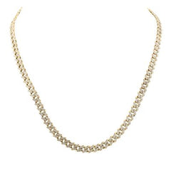 10k Yellow Gold Round Diamond 22-inch Straight Cuban Link Necklace 5-5/8 Cttw 168311