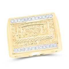 10k Yellow Gold Round Diamond Last Supper Square Ring 1/3 Cttw 170876
