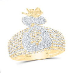 10k Yellow Gold Round Diamond Money Bag Band Ring 1-7/8 Cttw 172469