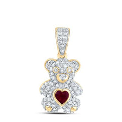 1/3CTW-NAT DIA NK 3X3MM HS-RU NAT GEM HEART TEDDY BEAR PENDANT 185149