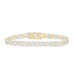 4CTW-NAT DIA NK 8 MM TWO TONE CUBAN MENS BRACELET (8 INCH) 195364