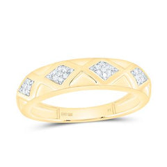 Diamond Square Trio Ring Set Worn on Hand