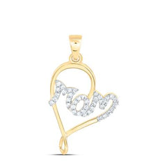 Diamond "Mom" Heart Pendant Necklace in 10K Gold