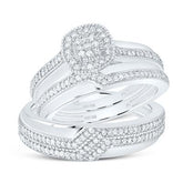 Natural Diamond Cushion Trio Gift Ring Set, 10K Gold