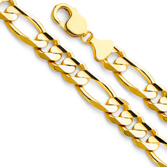 14K Yellow Gold 11.3mm Figaro 3+1 Concave Chain