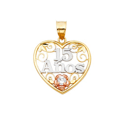 14K 3C 15 YEARS HEART PENDANT