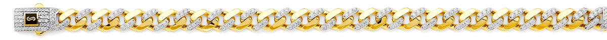 14K 2T 8.0mm Monaco Curb with CZ Link Chain