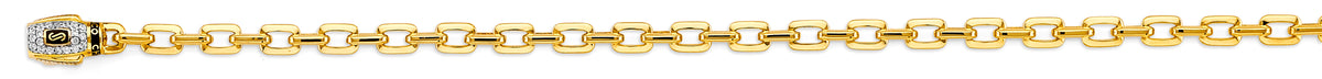 14K 2T 5mm Monaco Cable with CZ Lock Chain