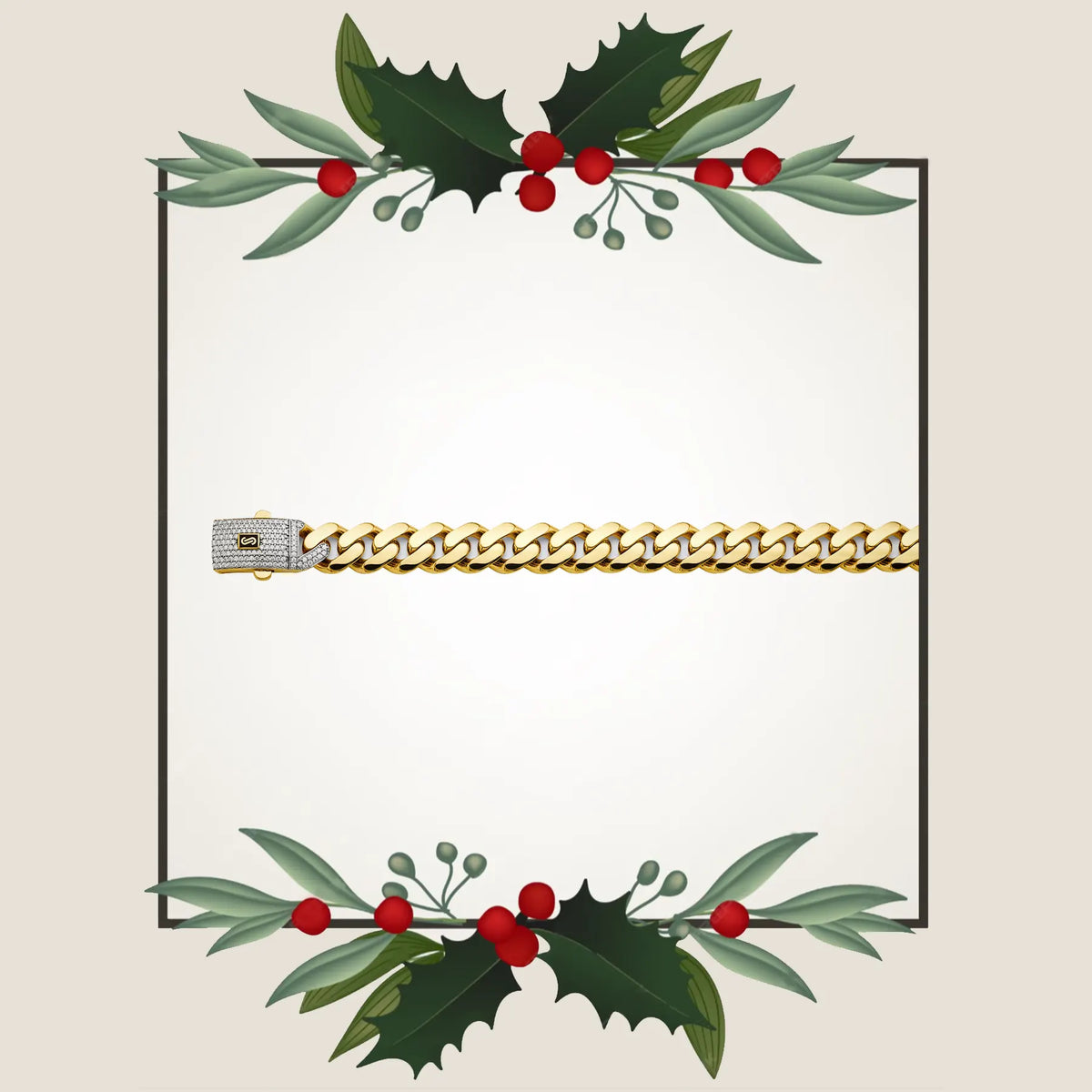 14K 2T 11.5mm Monaco Curb with CZ Lock Chain CH0613