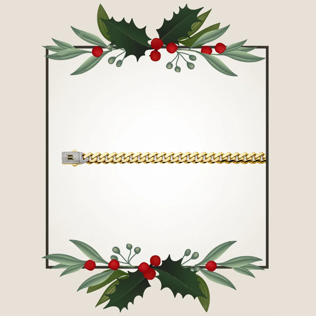 14K 2T 9.5mm Monaco Curb with CZ Lock Chain CH0614