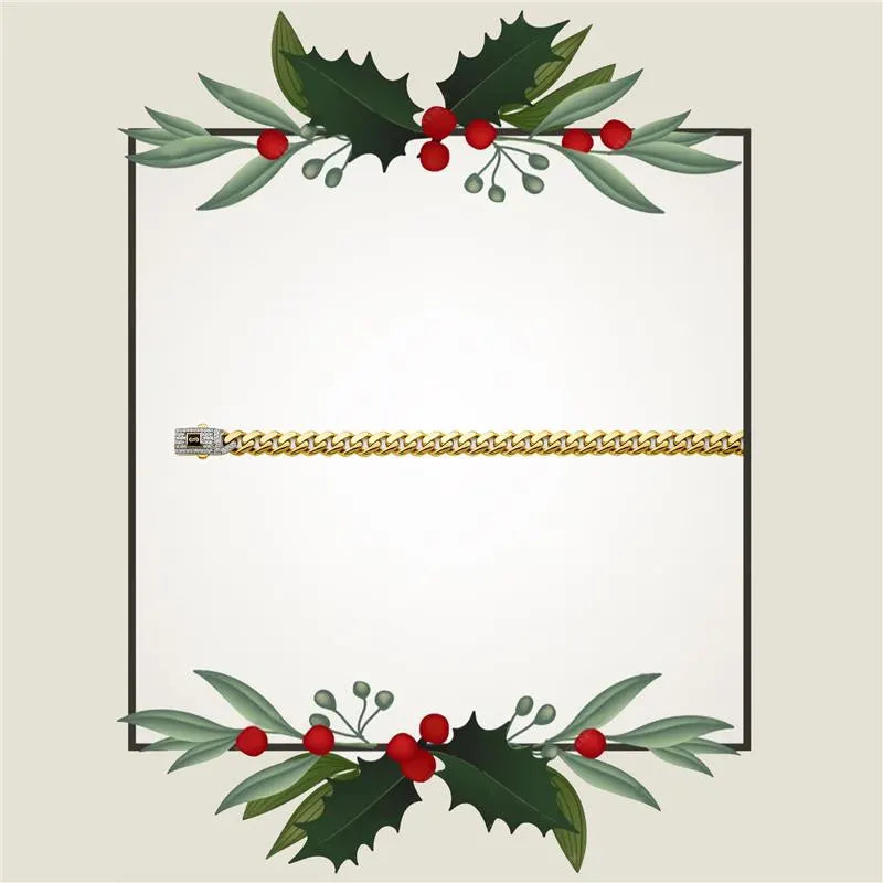 14K 2T 8.0mm Monaco Curb with CZ Lock Chain CH0615