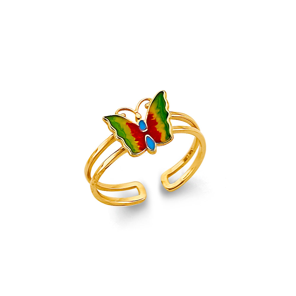 14KY Multi Color Butterfly Toe Ring