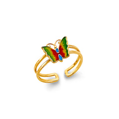 14KY Multi Color Butterfly Toe Ring