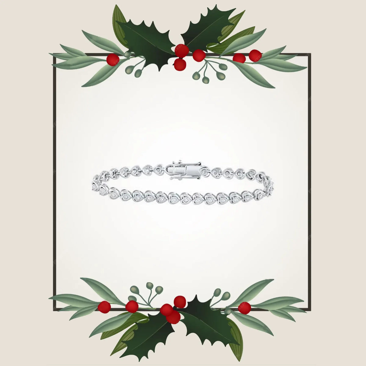 Sterling Silver Round Diamond Heart Tennis Bracelet 1 Cttw 112694